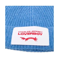 Logo Patch Ribbed Knit Hat