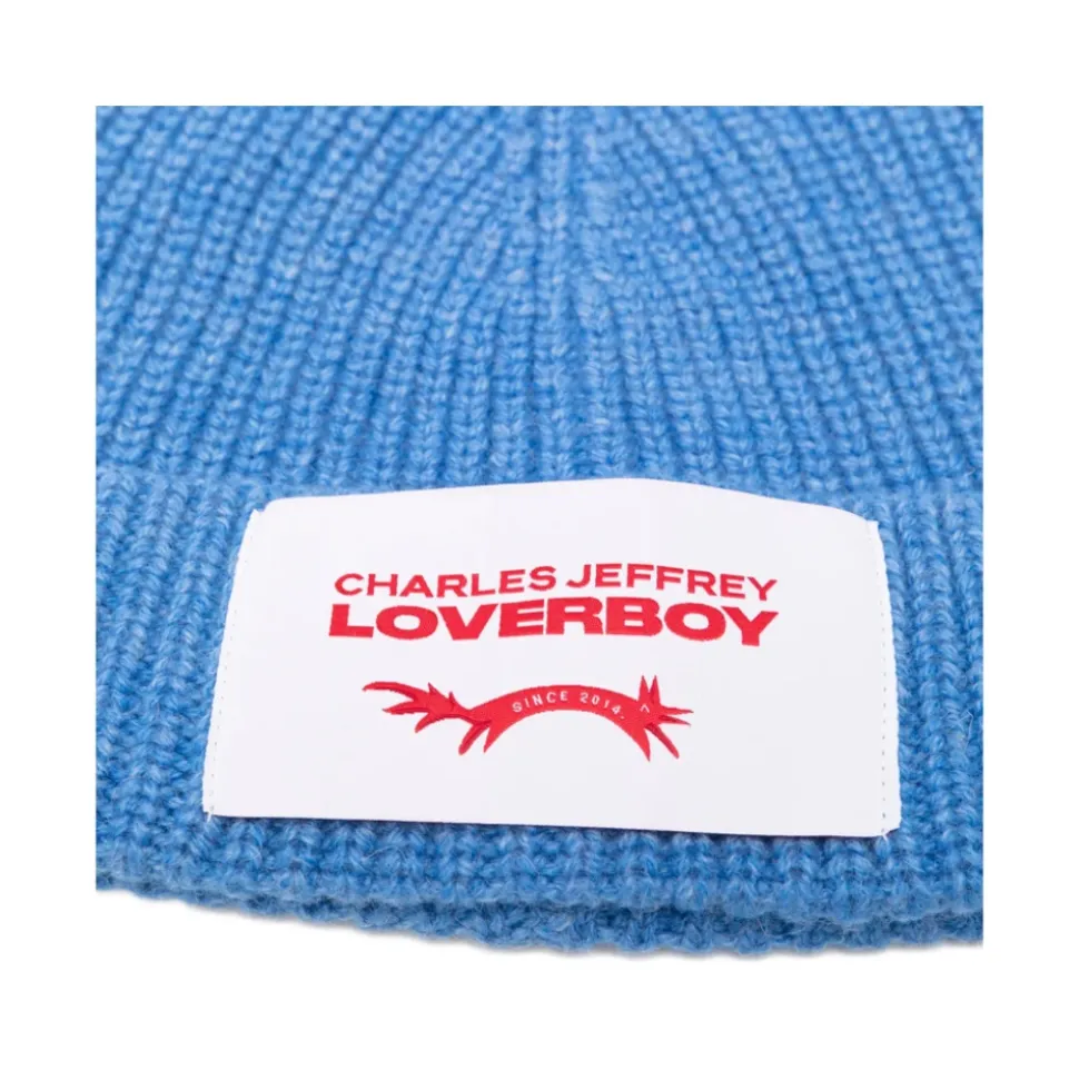 Logo Patch Ribbed Knit Hat