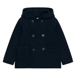 Manteau à double boutonnage avec capuche