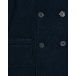 Manteau à double boutonnage avec capuche