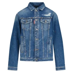 Manteau en denim pour enfants avec éclaboussures de peinture