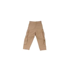 Pantalon Beige Logo Fermeture Éclair Avant