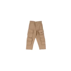 Pantalon Beige Logo Fermeture Éclair Avant