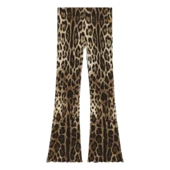 Pantalon côtelé à imprimé léopard