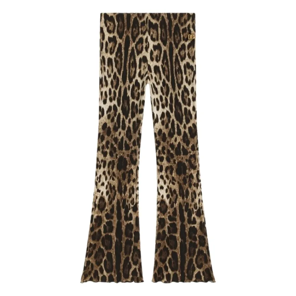 Pantalon côtelé à imprimé léopard