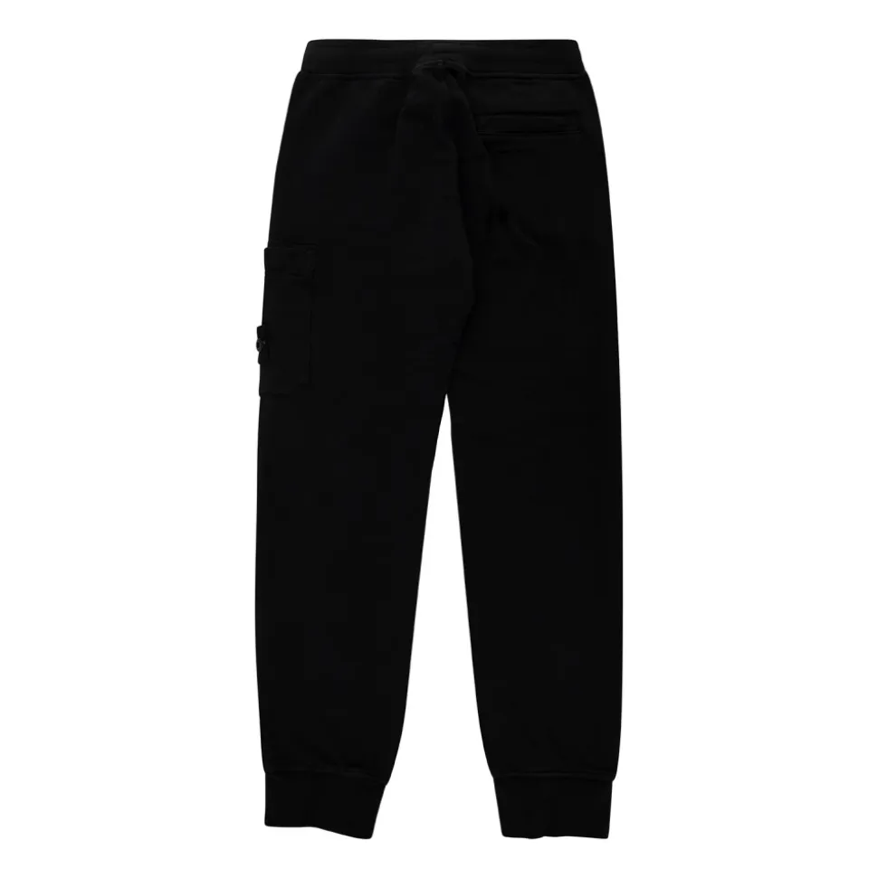 Pantalon de Survêtement Noir avec Patch Logo en Coton Garçon