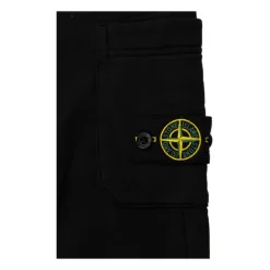 Pantalon de Survêtement Noir avec Patch Logo en Coton Garçon