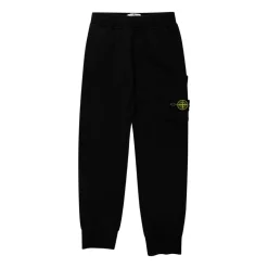 Pantalon de Survêtement Noir avec Patch Logo en Coton Garçon