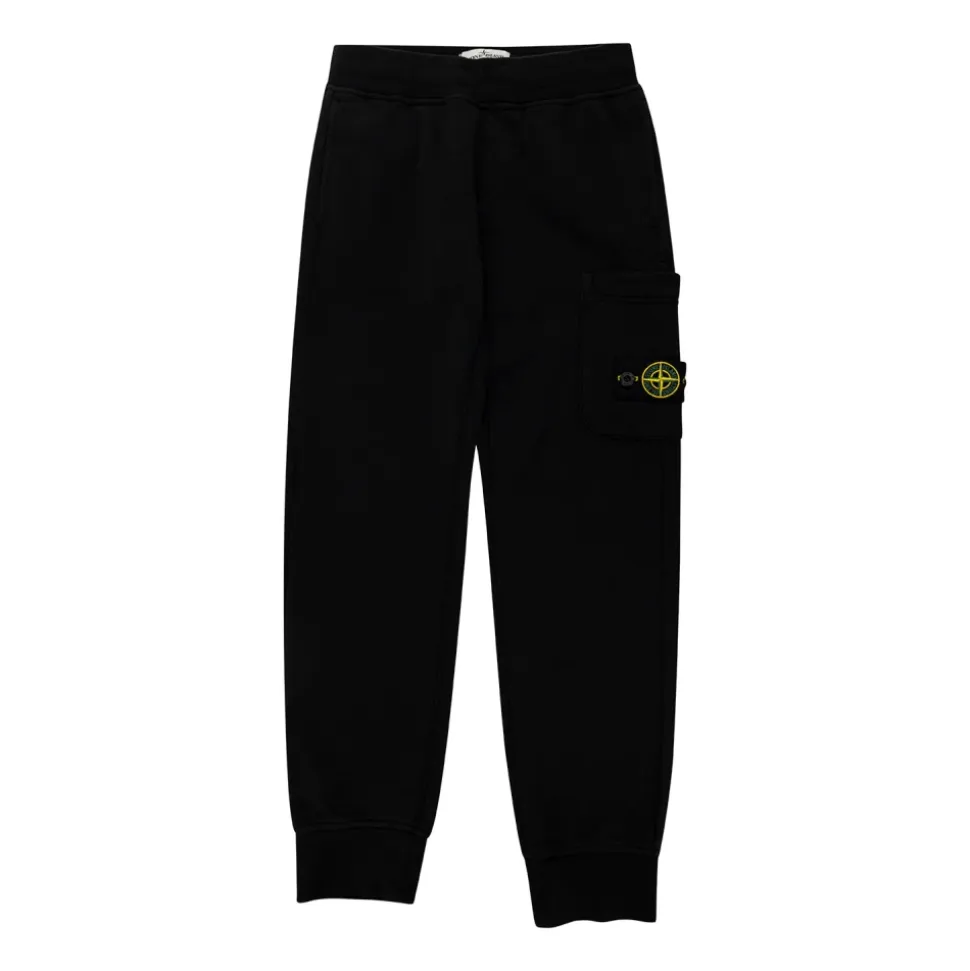 Pantalon de Survêtement Noir avec Patch Logo en Coton Garçon