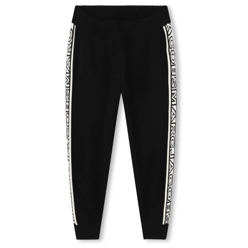 Pantalon de survêtement noir élastiqué à logo jacquard