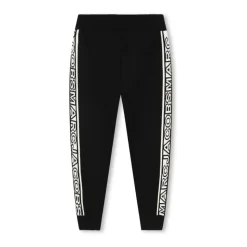 Pantalon de survêtement noir élastiqué à logo jacquard