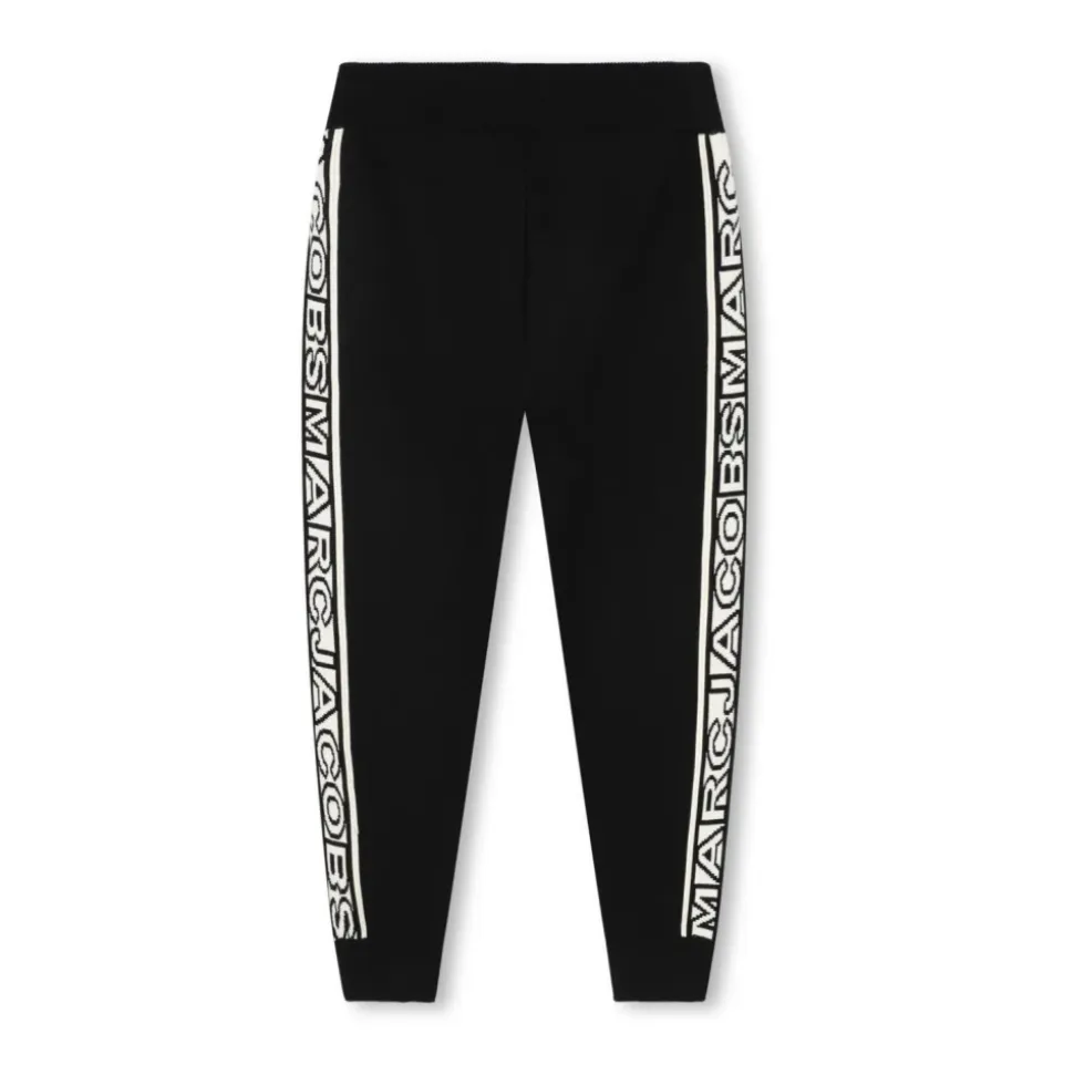 Pantalon de survêtement noir élastiqué à logo jacquard