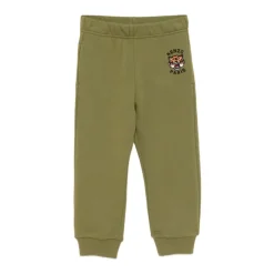 Pantalon en Coton Vert avec Logo Tigre