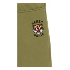 Pantalon en Coton Vert avec Logo Tigre