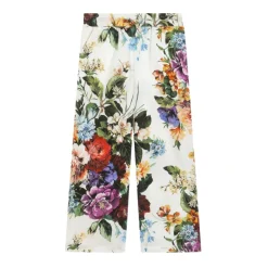 Pantalon en popeline de coton imprimé fleurs