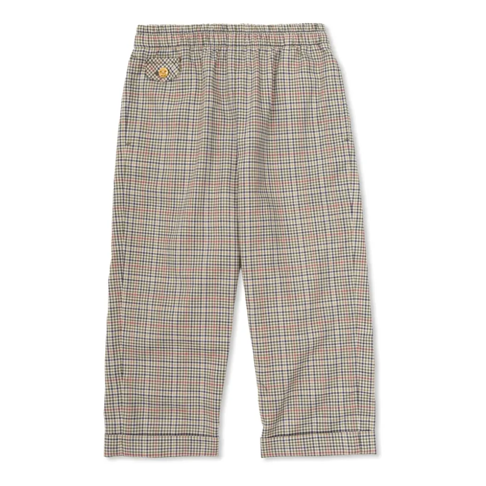Pantalon en popeline de coton micro-carreaux