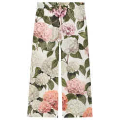 Pantalon en popeline à imprimé hortensia