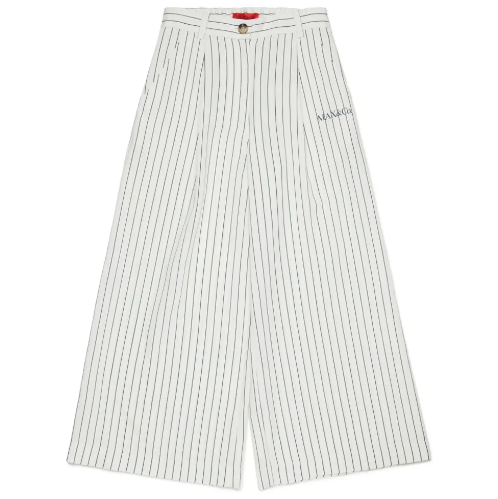 Pantalon Large à Rayures Verticales