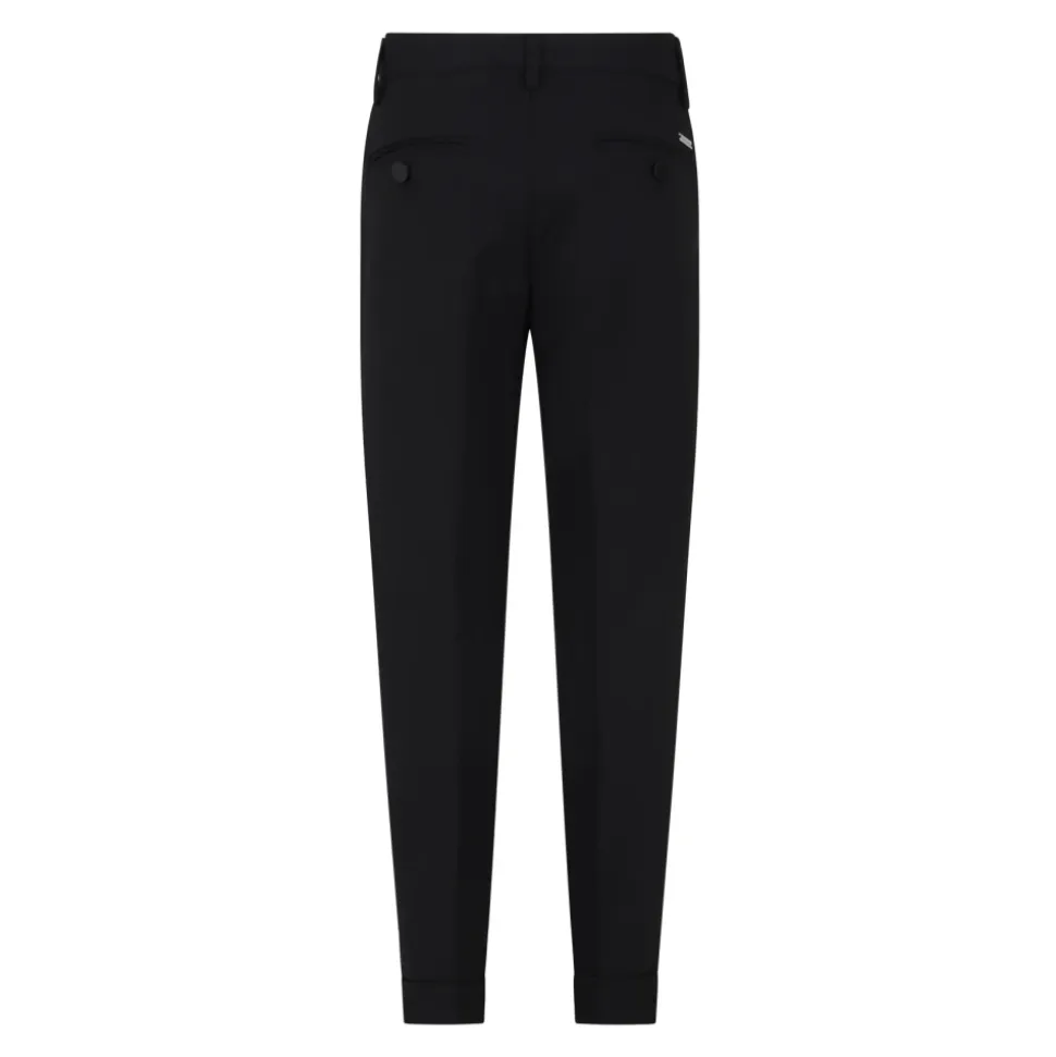 Pantalon élégant noir avec logo en métal
