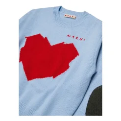 Pull avec écussons en tricot cœur