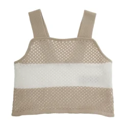 Pull beige à rayures avec motif perforé