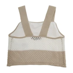 Pull beige à rayures avec motif perforé