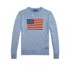Pull col rond Drapeau