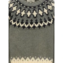 Pull Crop Motif Nordique Gris