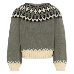 Pull Crop Motif Nordique Gris