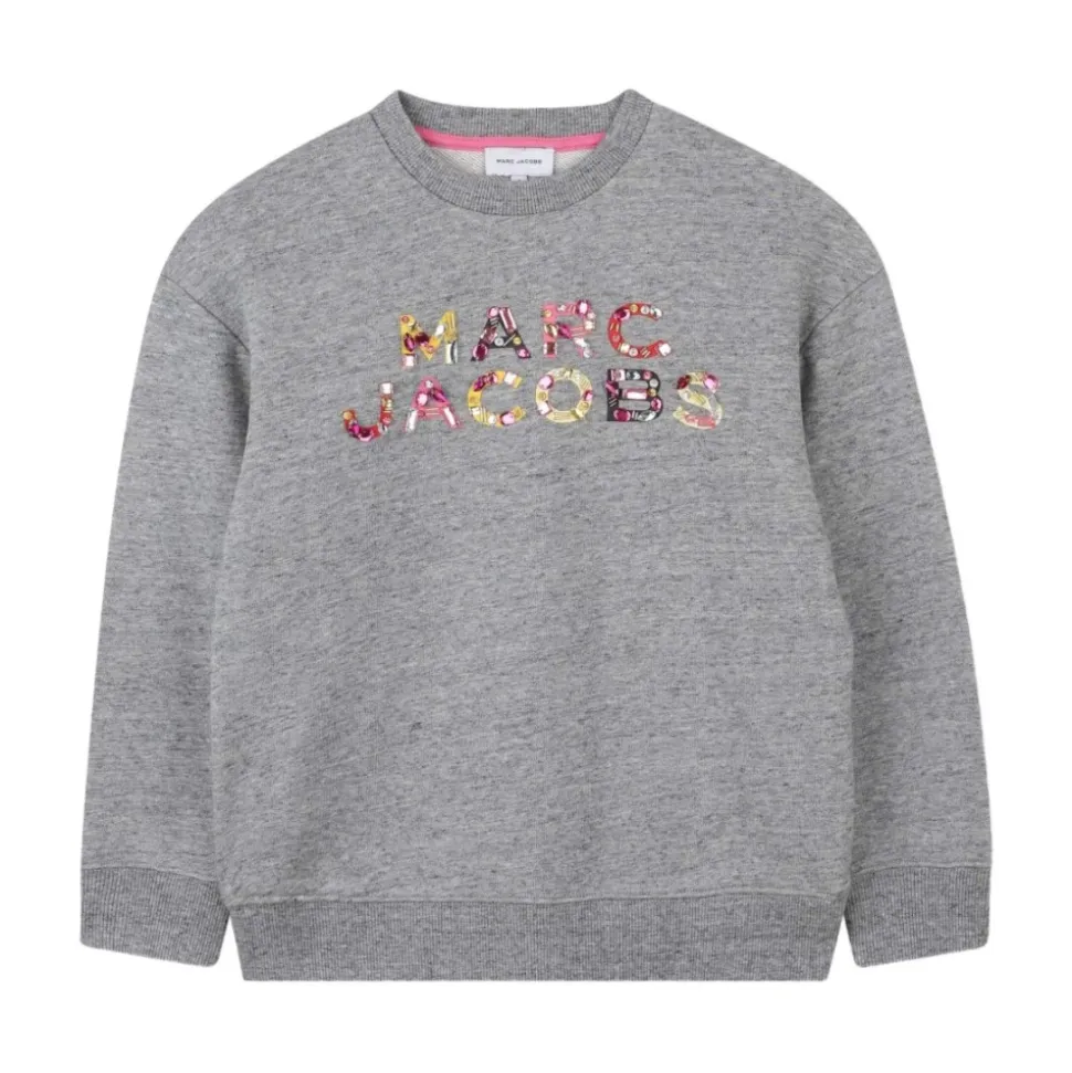 Pull Gris avec Logo à Paillettes