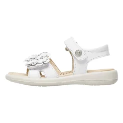 Sandale en cuir avec fleurs appliquées