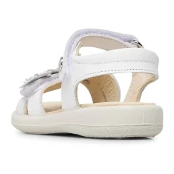 Sandale en cuir avec fleurs appliquées
