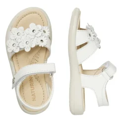 Sandale en cuir avec fleurs appliquées