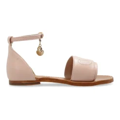 Sandales en cuir avec logo brodé
