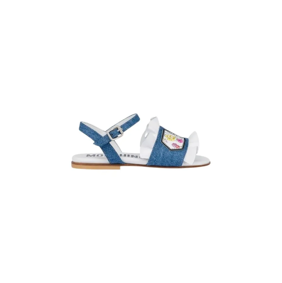 Sandales Plates en Denim avec Volants