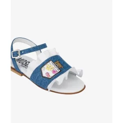 Sandales Plates en Denim avec Volants
