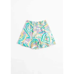 Short en coton géométrique avec motif multicolore