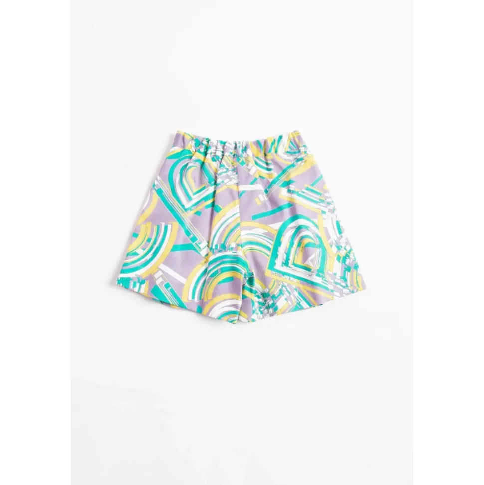 Short en coton géométrique avec motif multicolore