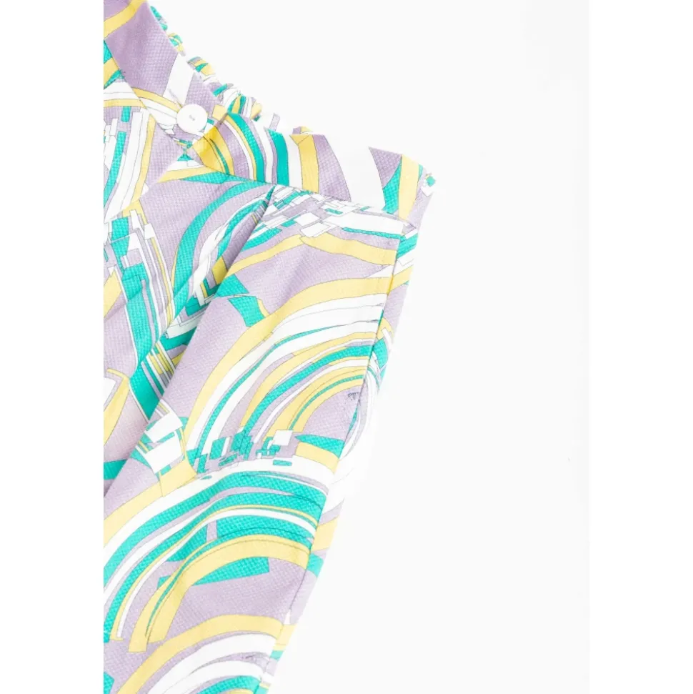 Short en coton géométrique avec motif multicolore