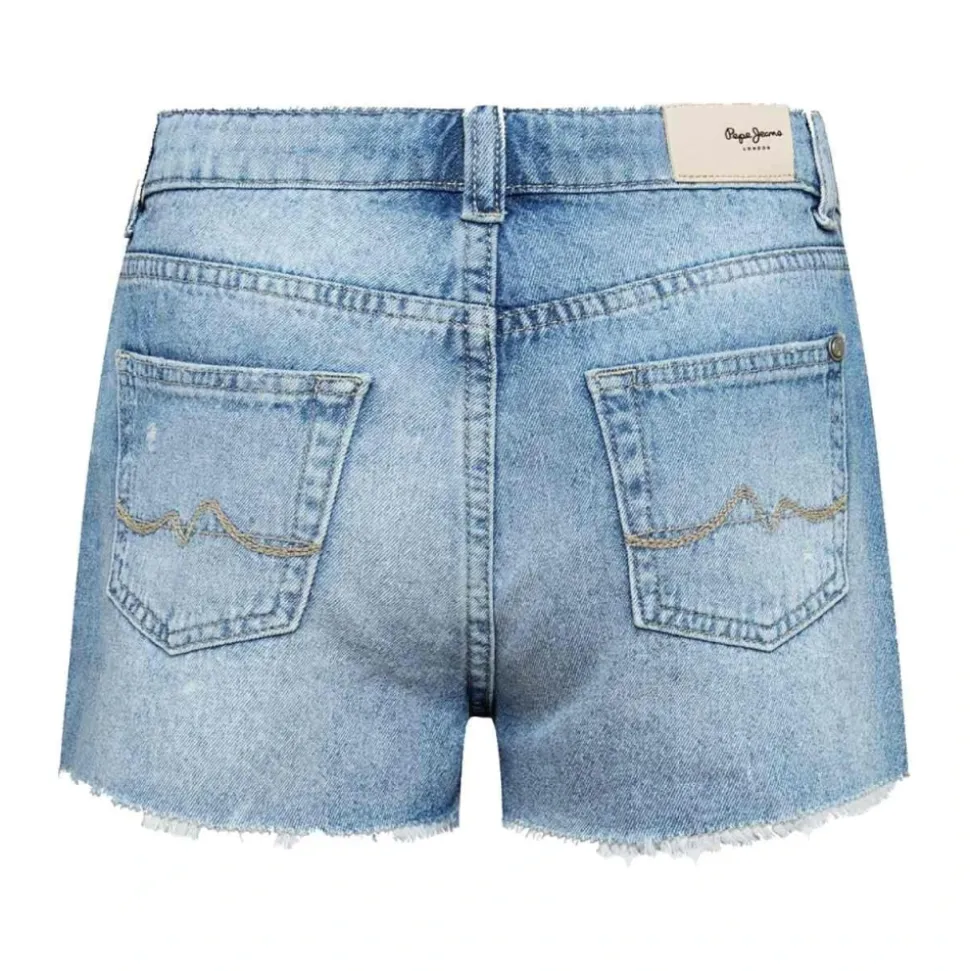Short en Denim avec Ourlet Effiloché