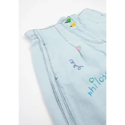 Short en denim Xhuni avec broderie à la main