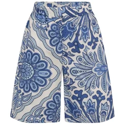Shorts Bermuda en popeline de coton avec imprimé inspiré d'un foulard