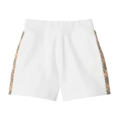Shorts à carreaux blancs avec taille élastique