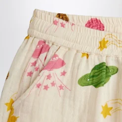 Shorts en mousseline imprimé espace