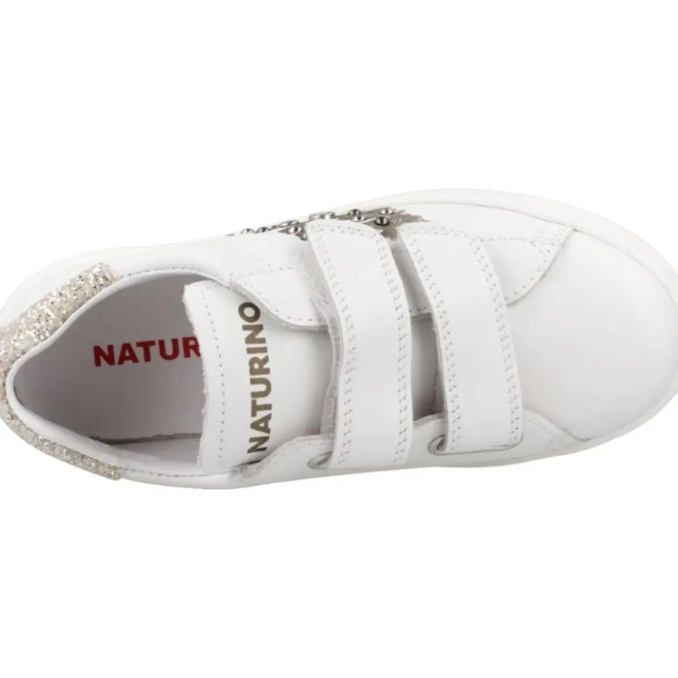 Sneakers Blanches à Velcro Scintillantes pour Enfants