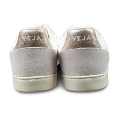 Sneakers en Cuir Blanc avec Détails Dorés