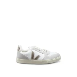 Sneakers en Cuir Blanc avec Détails Dorés