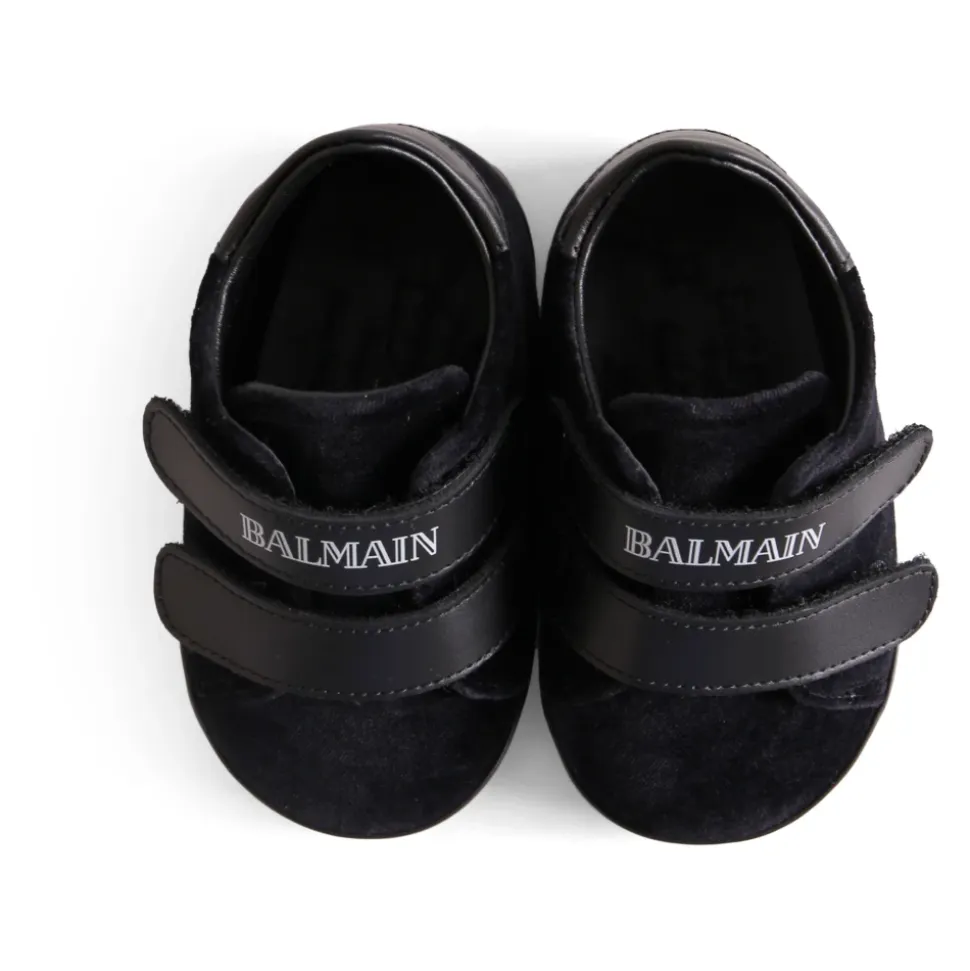 Sneakers en Velours Noir avec Logo