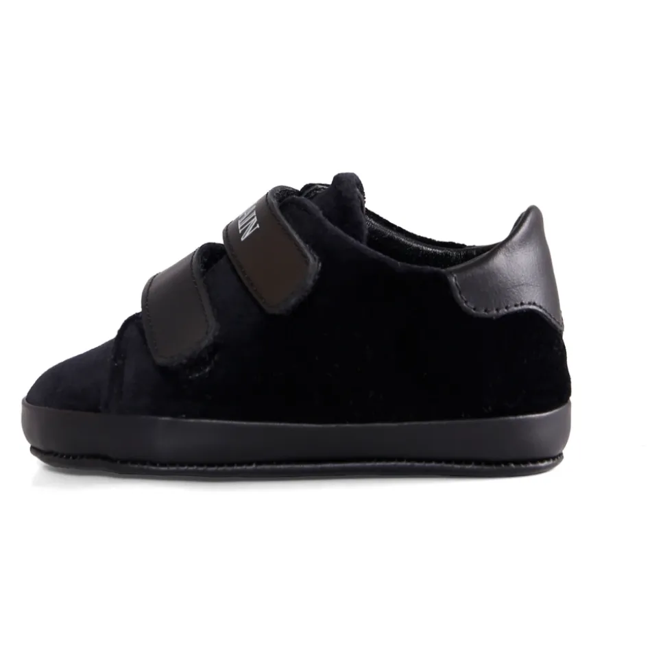 Sneakers en Velours Noir avec Logo