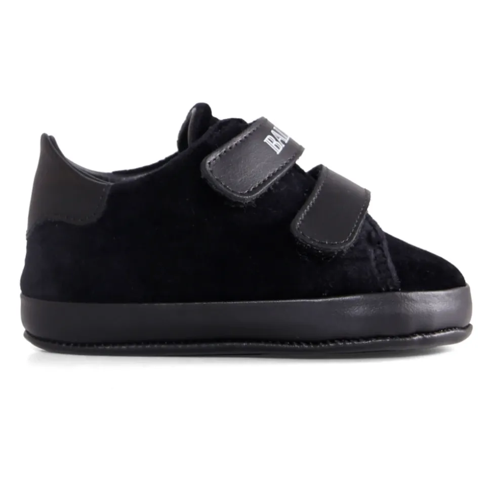 Sneakers en Velours Noir avec Logo